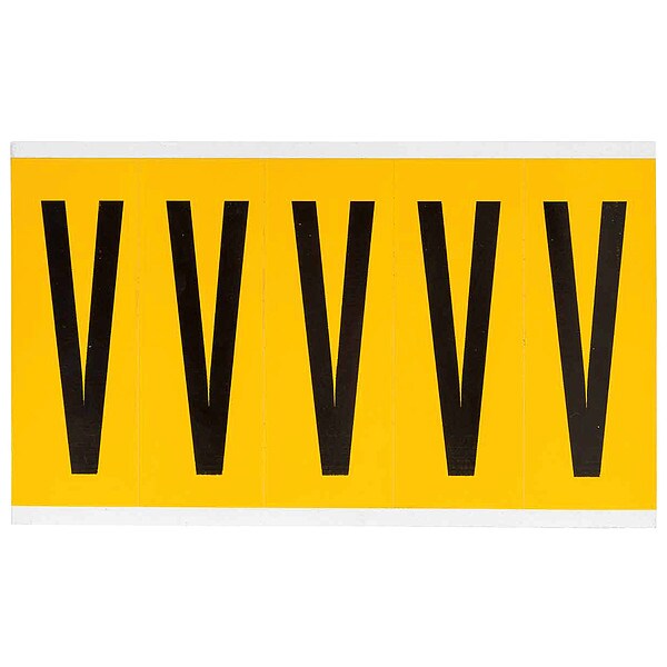 Letter Label, V, 5in.Hx1-3/4in.W, Vinyl
