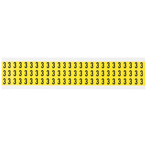 Number Label, 3, 1/2in.Hx11/32in.W, Vinyl