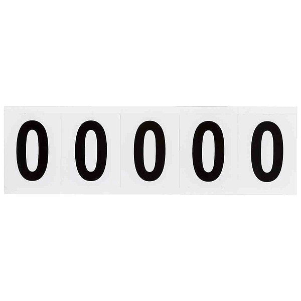 Number Label, 0, 2-1/4inHx1-13/16inW, Vinyl