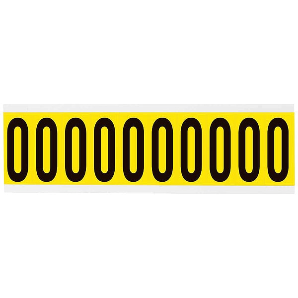 Number Label, 0, 2-1/4in.Hx7/8in.W