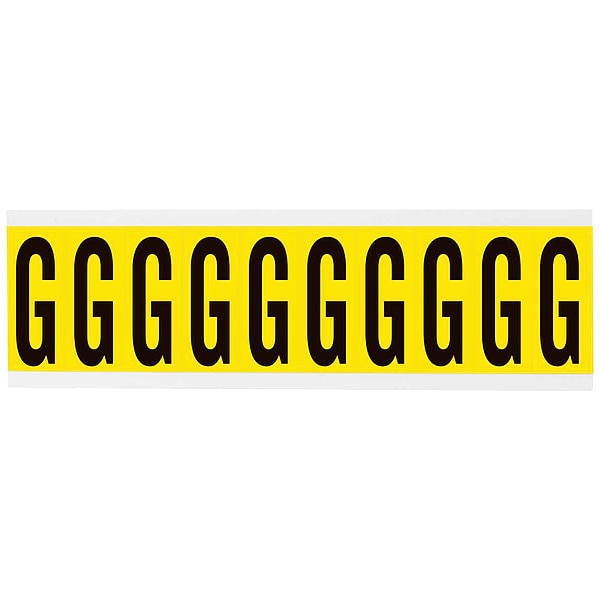 Letter Label, G, 8inW, Black/Yellow, Vinyl