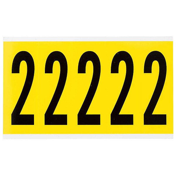 Number Label, 2, 5inHx1-3/4inW, No. Cards 1