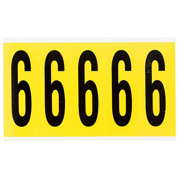 Number Label, 6, 5inHx1-3/4inW, No. Cards 1