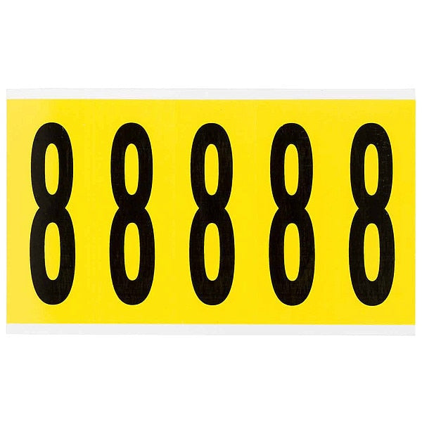 Number Label, 8, 5inHx1-3/4inW, No. Cards 1