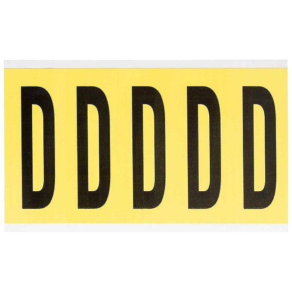 Letter Label, D, 5in.Hx1-3/4in.W, Vinyl