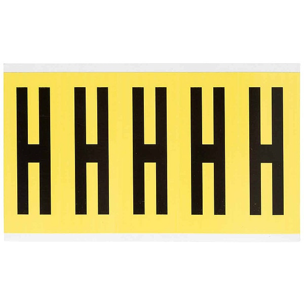 Letter Label, H, 5in.Hx1-3/4in.W, Vinyl