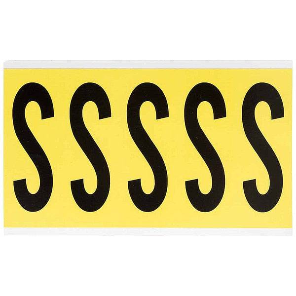 Letter Label, S, 5in.Hx1-3/4in.W, Vinyl