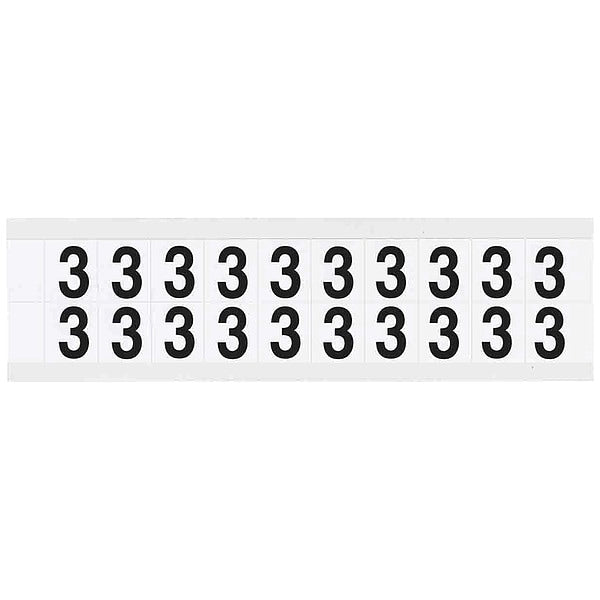 Number Label, 3, 3/4in.Hx21/32in.W, Vinyl