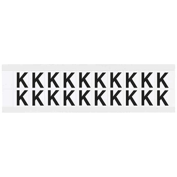 Letter Label, K, 3/4in.Hx21/32in.W, Vinyl