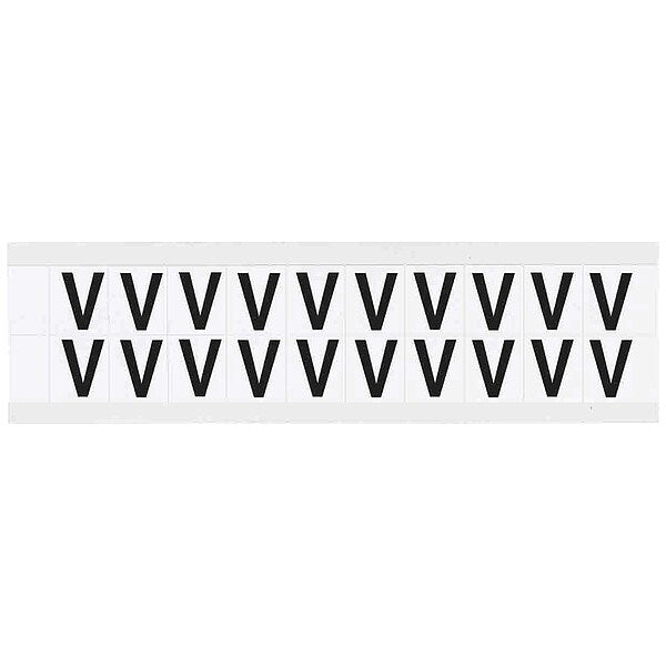 Letter Label, V, 3/4in.Hx21/32in.W, Vinyl