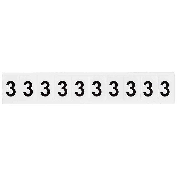 Number Label, 3, 1-1/2inHx1-11/64inW, Vinyl