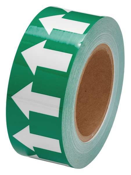 Arrow Tape, 2inWx30 yd., White/Green, Poly