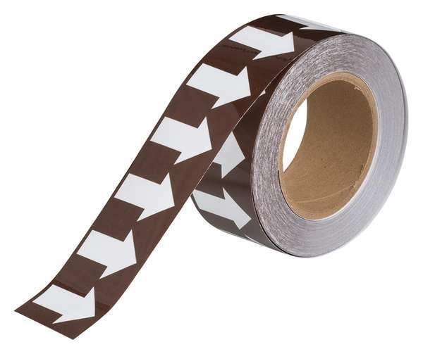 Arrow Tape, 2inWx30 yd., White/Brown, Poly