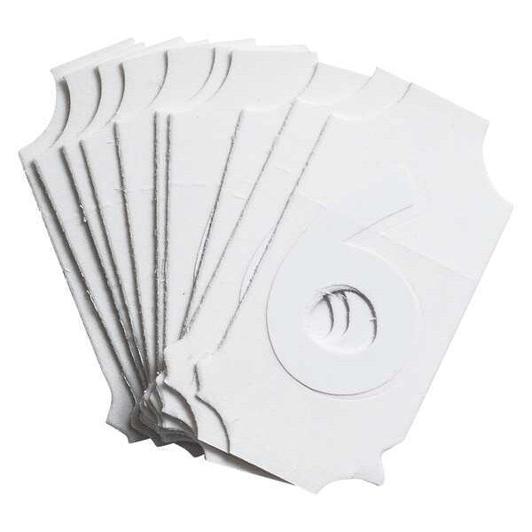 Number Label, 6, 1-1/2in.Hx7/8in.W, PK10