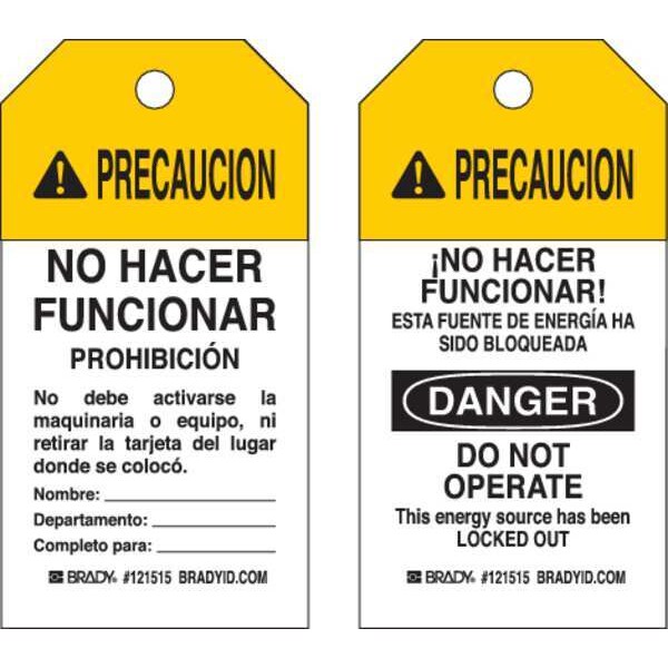 Caution Tag, 5-3/4inHx3inW, Cardstock, PK25