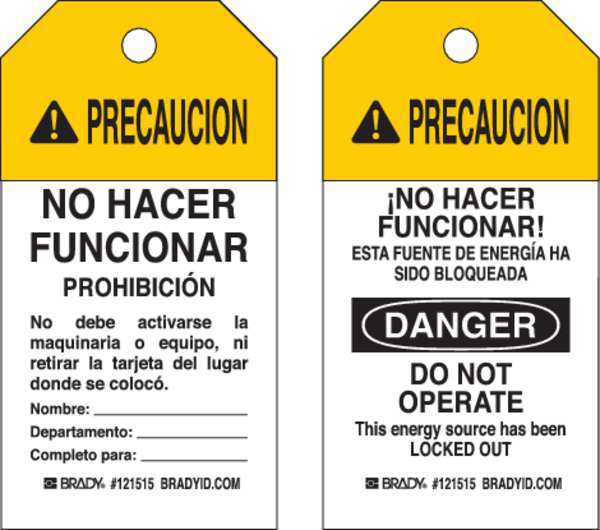 Caution Tag, 5-3/4inHx3inW, Polyester, PK25
