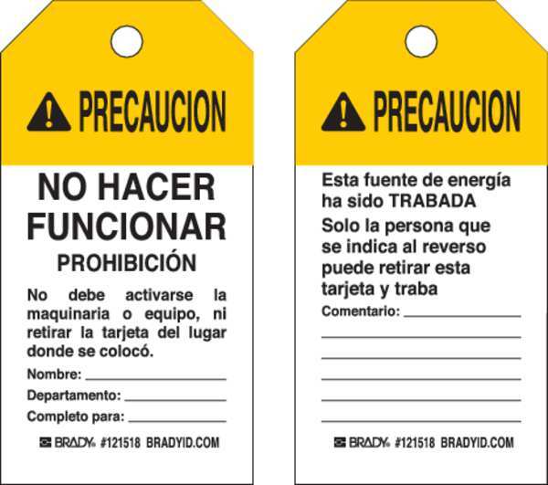 Caution Tag, 5-3/4inHx3inW, No Grommt, PK25