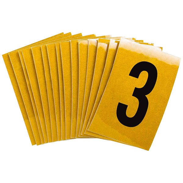 Number Label, 3, 1-1/2in.Hx1in.W, PK25