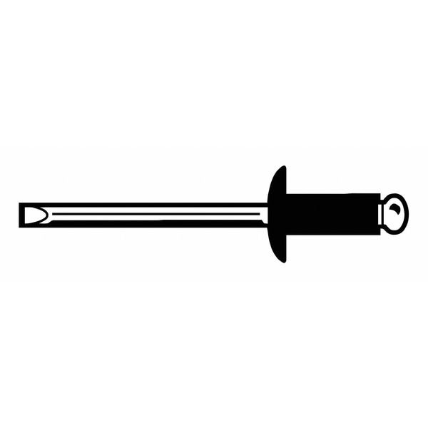 Blind Rivet, Dome Head, 5/32 in Dia., 13/32 in L, Steel Body, 500 PK