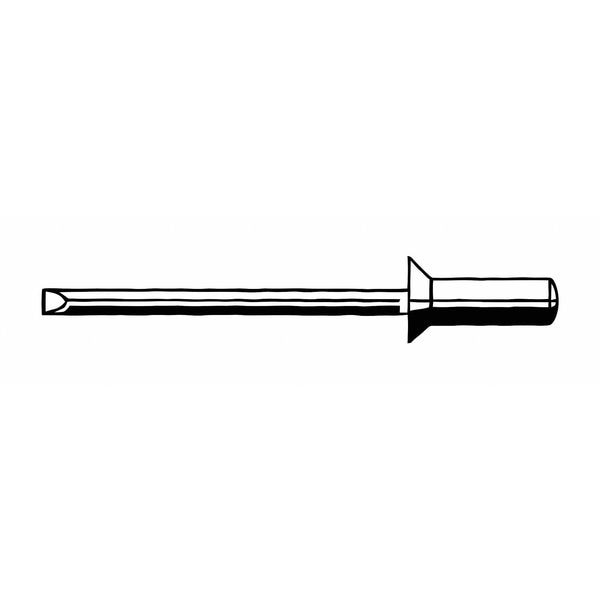 Blind Rivet, Countersunk Head, 1/8 in Dia., 41/64 in L, Aluminum Body, 500 PK
