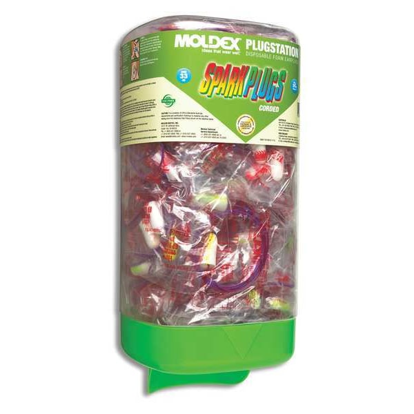 Disposable Corded Ear Plugs with Dispenser, Bullet Shape, 33 dB, 150 Pairs, Multicolor