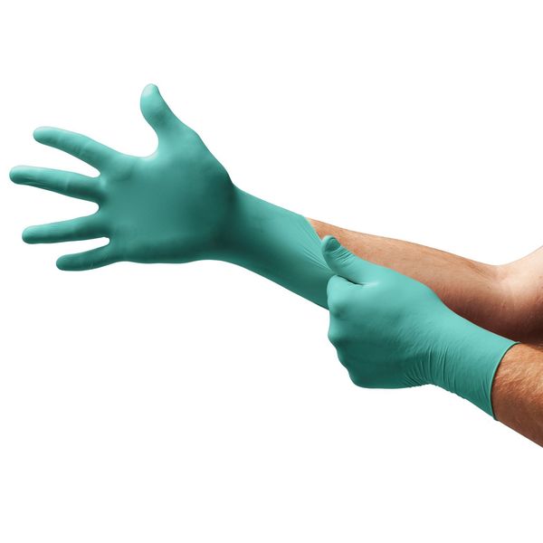Disposable Gloves, Nitrile, Powdered, Green, S, 1000 PK