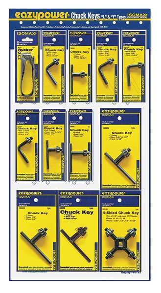 Chuck Key Display, 1/4 in, 1/2 in, 3/8 in