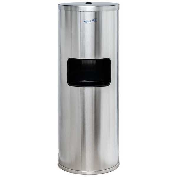 Round Wet Wipe Dispenser and Waste Bin, Silver