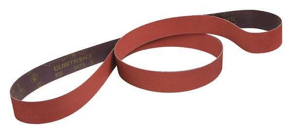 Cloth Belt, Coated, 1/2 in W, 18 in L, 80 Grit, Medium, Ceramic, 947A, Orange