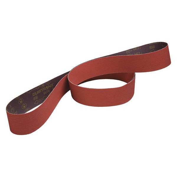 Cloth Belt, Coated, 3 1/2 in W, 15 1/2 in L, 120 Grit, Fine, Ceramic, 947A, Orange