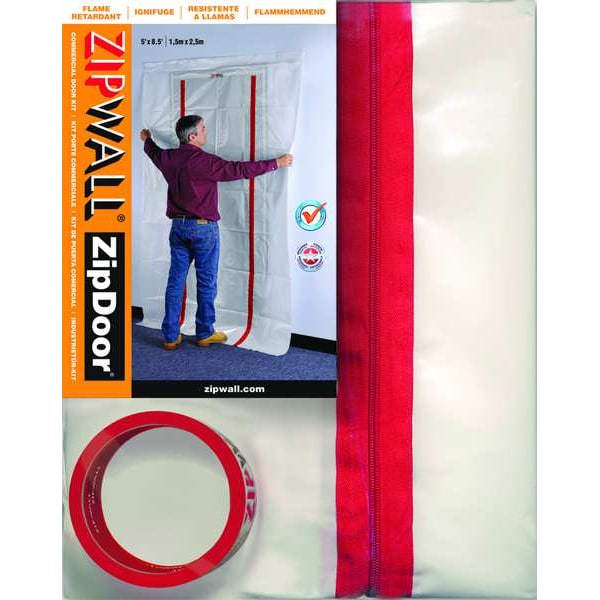 Dust Barrier Door, Clear, 5 Ft x 8-1/2 Ft