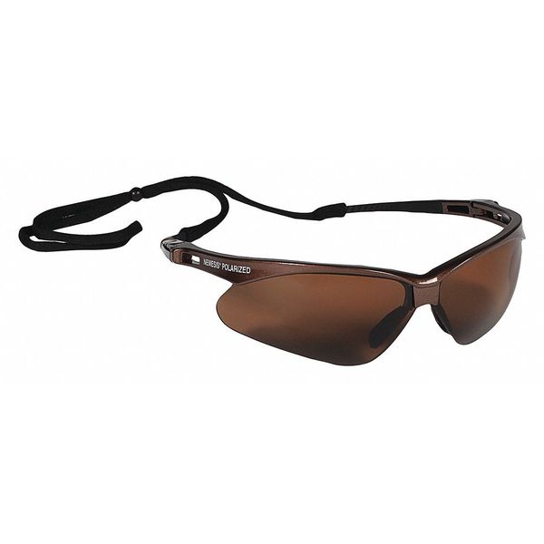 Polarized Safety Glasses, Wraparound Brown Polycarbonate Lens, Scratch-Resistant