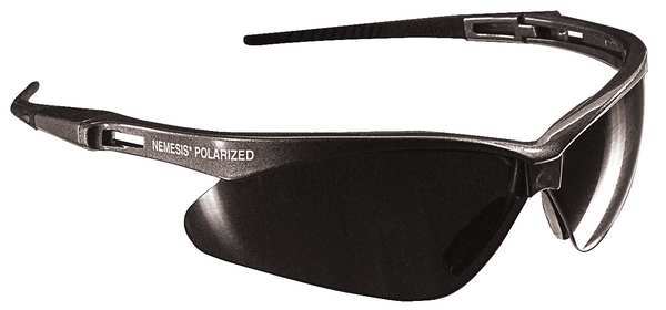 Polarized Safety Glasses, Wraparound Smoke Polycarbonate Lens, Scratch-Resistant