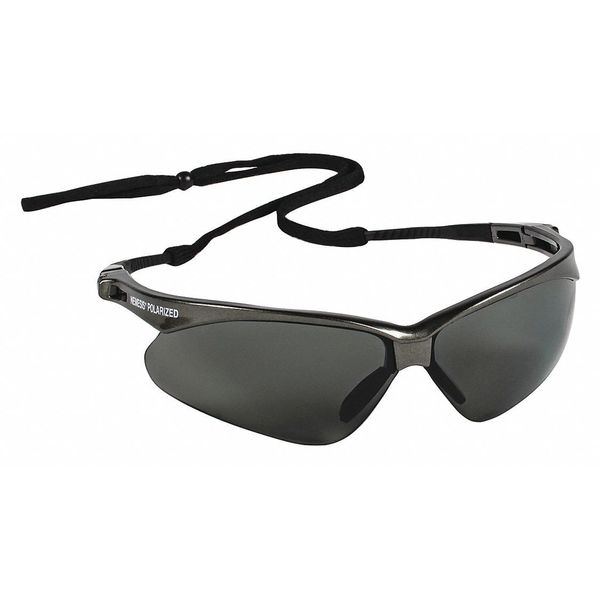 Polarized Safety Glasses, Wraparound Smoke Polycarbonate Lens, Scratch-Resistant