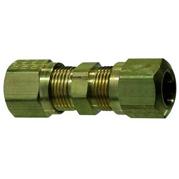 Tube Union, Compression, Brass, 1/4In Tube