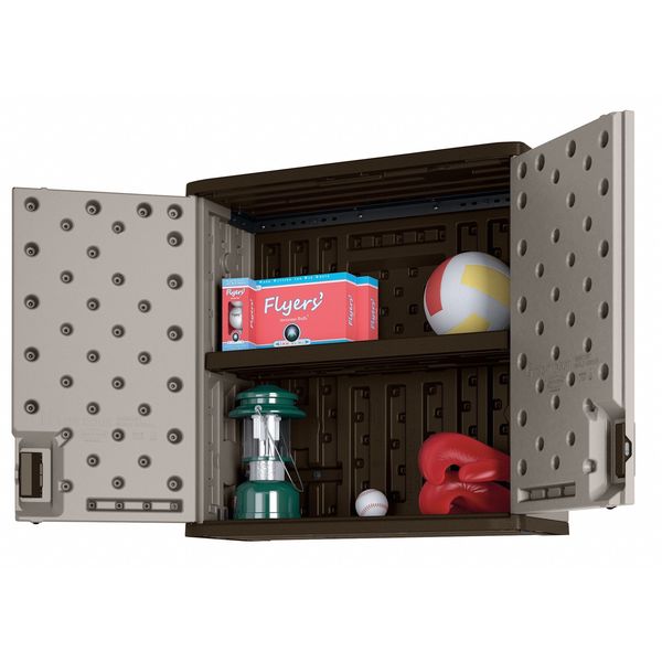 Resin Wall Storage Cabinet, 30 in W, 30-1/4 in H, Stationary