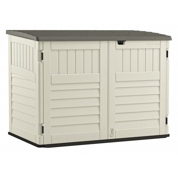 Horizontal Storage Shed, Resin, 70 cu ft, Vanilla/Stoney/Black
