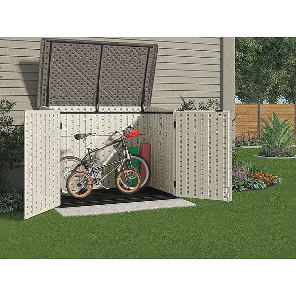 Horizontal Storage Shed, Resin, 70 cu ft, Vanilla/Stoney/Black