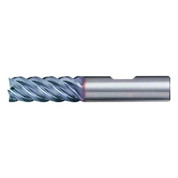 5-Flute Carbide HIgh-Perf Square Single End Mill for Steel CTD CEM-EMS-5-TA TiAlN 3/8x3/8x1-1/2x4
