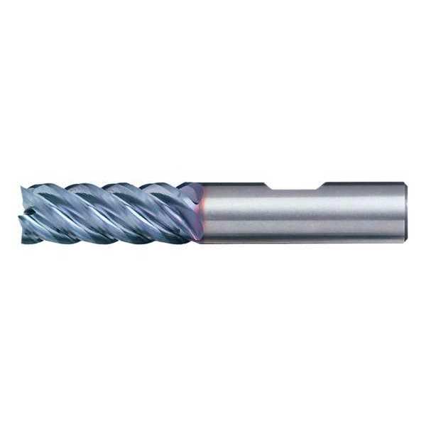 5-Flute Carbide HIgh-Perf Square Single End Mill for Steel CTD CEM-EMS-5-TA TiAlN 5/32x3/16x9/16x2