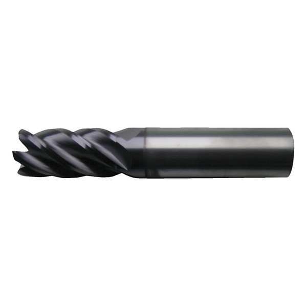5-Flute Carbide HP CrnRad Single EndMil for Ferrous Matl CTD CEM-V2-5R Bright 3/8x3/8x1-1/8x3x0.02CR