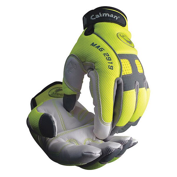 Hi-Vis Mechanics Gloves, L, Yellow/White