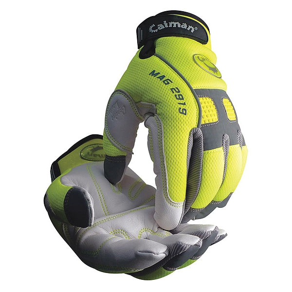 Hi-Vis Mechanics Gloves, XL, Yellow/White