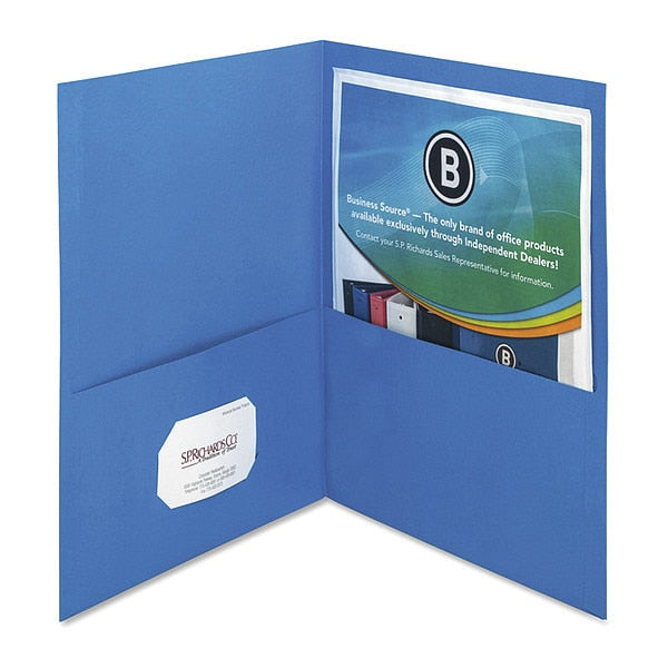 Folder, 2-Pocket, Letter, Blue, PK25