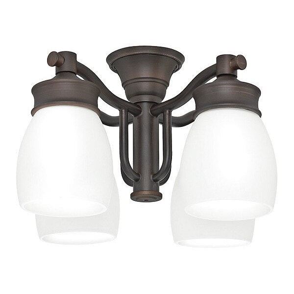 Outdoor 4 Light Fixture with Cased White Glass, Brushed Cocoa