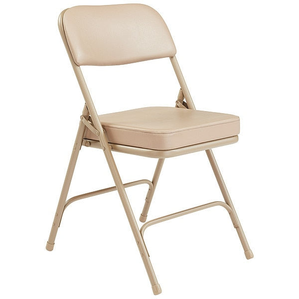 Folding Chair, Fabric, 32in H, Beige, PK2