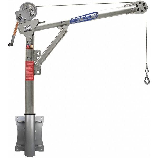Davit Crane Kit, 27.5 in to 42 in Reach, 0 in to 660 in Lift Range, Silver