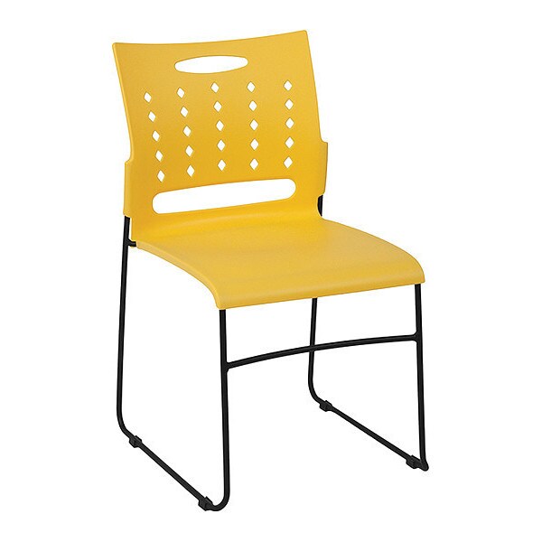 Stack Chair, Yellow Plastic, Sled Base