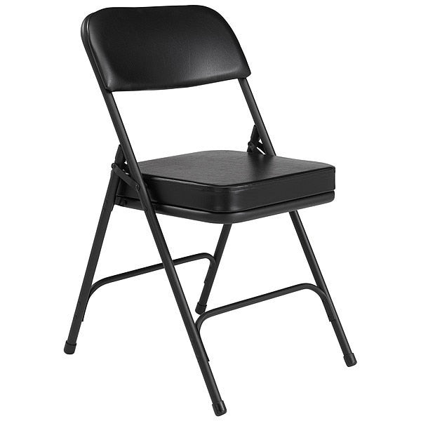Folding Chair, Vinyl, 32in H, Black, PK2