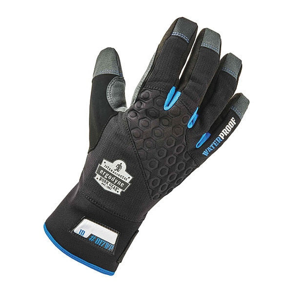 Utlty Gloves, Thrml Wtrprf, Blk, 2XL, PR, Black, Reinforced